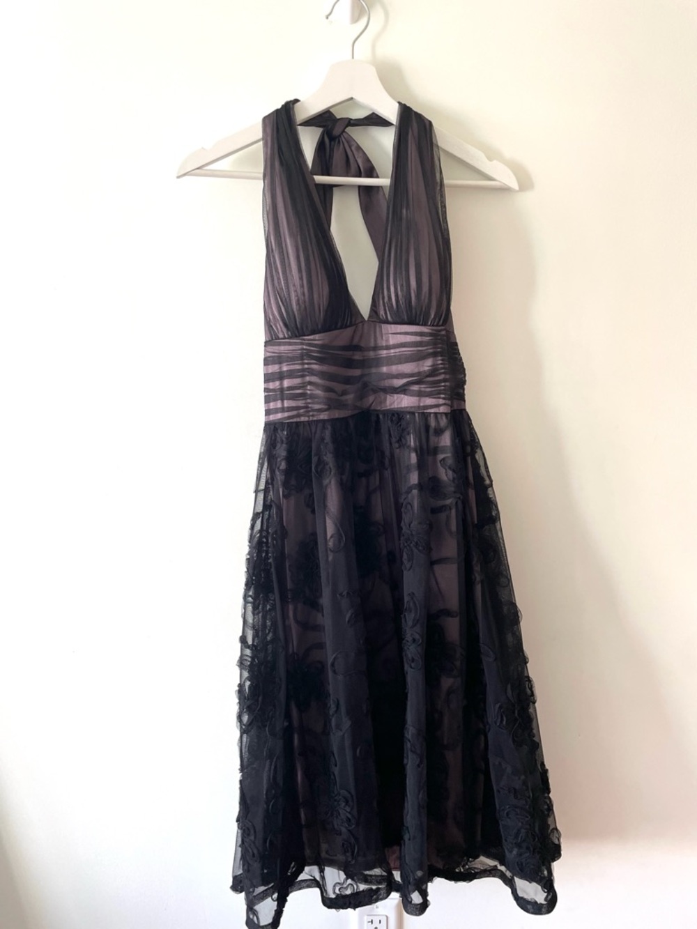 Adrianna Papell  Halter A-Line Midi Cocktail Dress Black Size 10